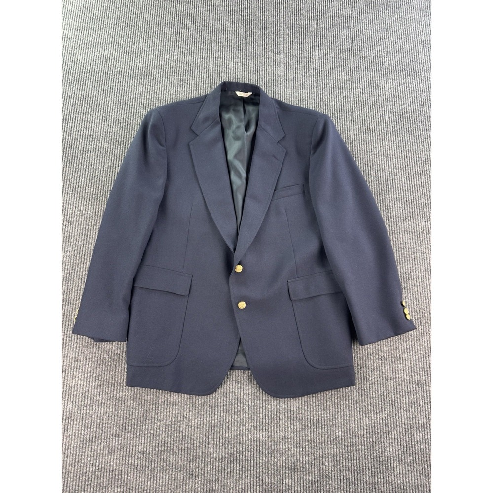 Vintage Rogers Aristocrat Blazer 46 R Navy Wool Gold Button Logo University